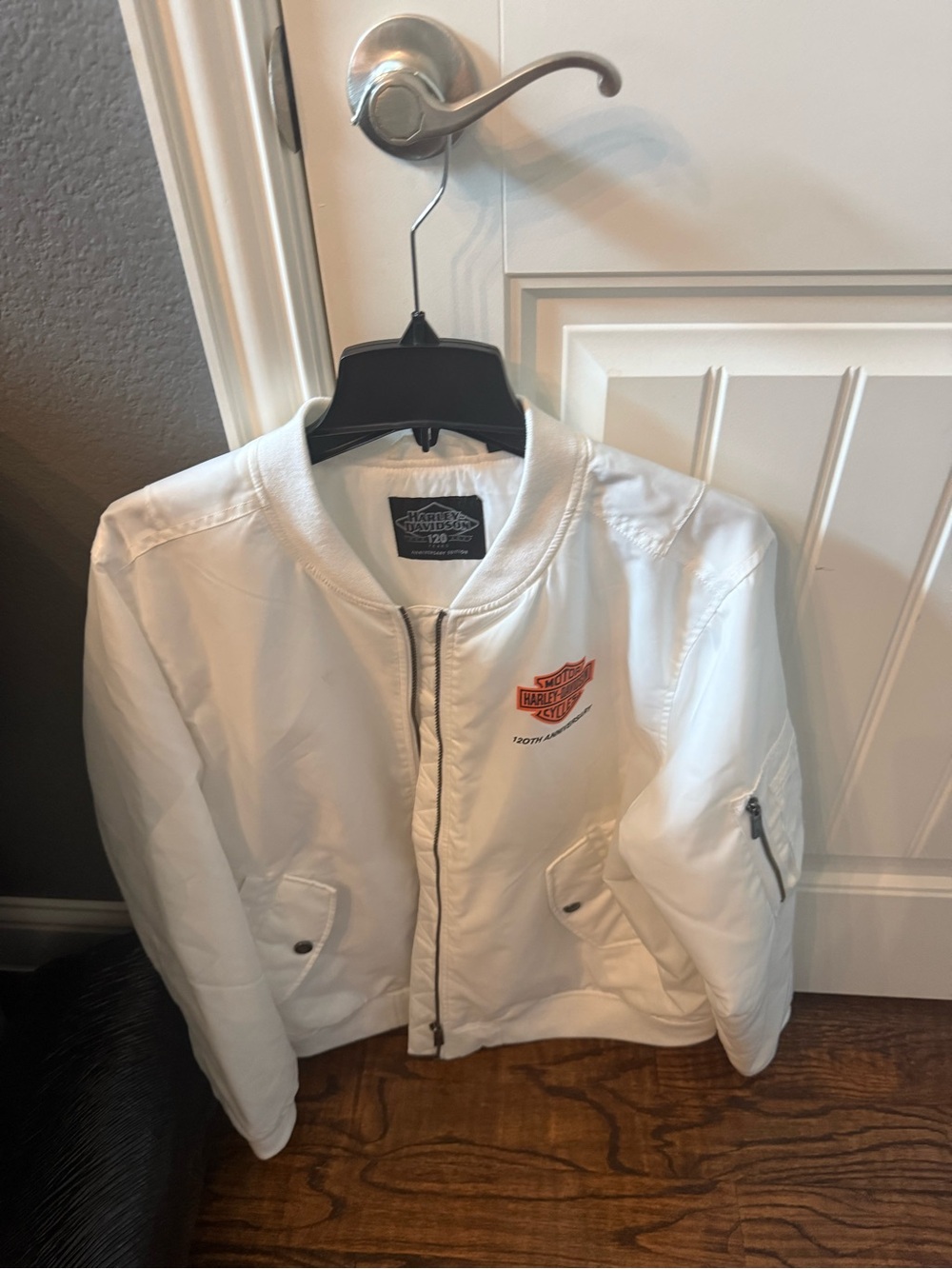 Harley-Davidson White Bomber Jacket  - womens 100 yr anniversary
